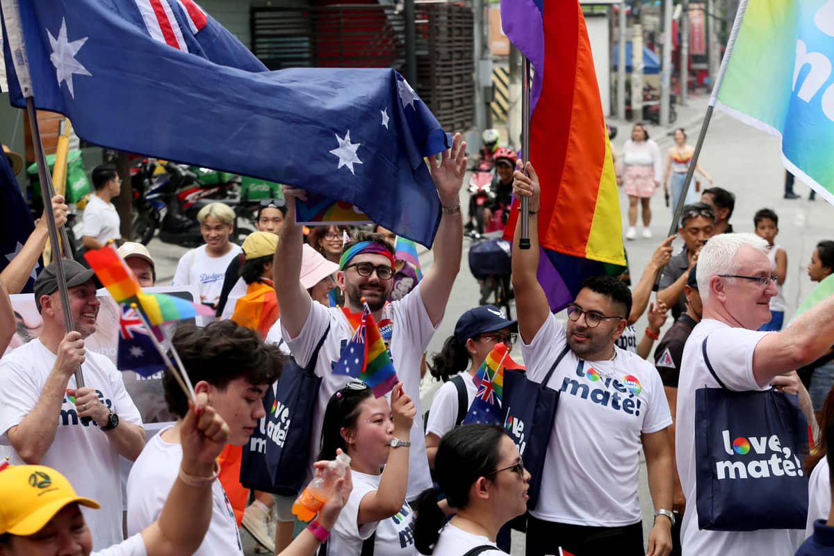 (June 22 2024)………On Saturday, June 22, 2024, Quezon City Mayor Joy Belmonte with ambassador from Different country, and Thousands of LGBTQIA+ members join the Love Laban Pride March 2024 held in Quezon City  the "Love Laban 2 Everyone!" Pride PH Festival 2024. which will honor members of the LGBTQ+ community and call for the passage of the SOGIE (sexual orientation, gender identity, and expression) equality bill.………..Photo/Analy Labor